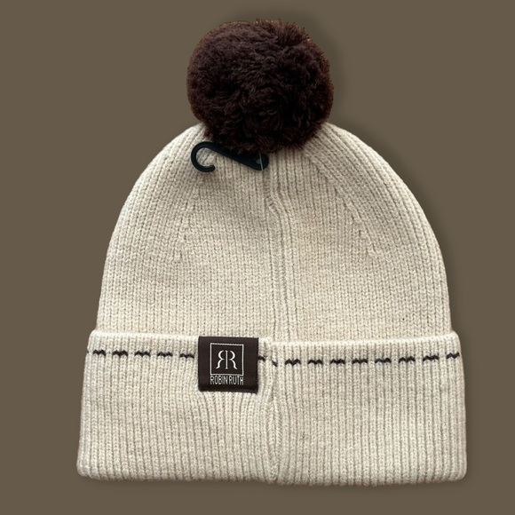 Amsterdam Knit Beanie Unisex Cream Brown Robin Ruth Winter Hat new - Picture 9 of 12